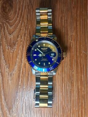 Invicta Mens Pro Diver Watch Silver Gold Blue Model 26972